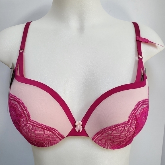 Maidenform 36B Love The Lift Plunging Push-up Bra - #9900 - Hot Pink - NWT - Picture 2 of 12